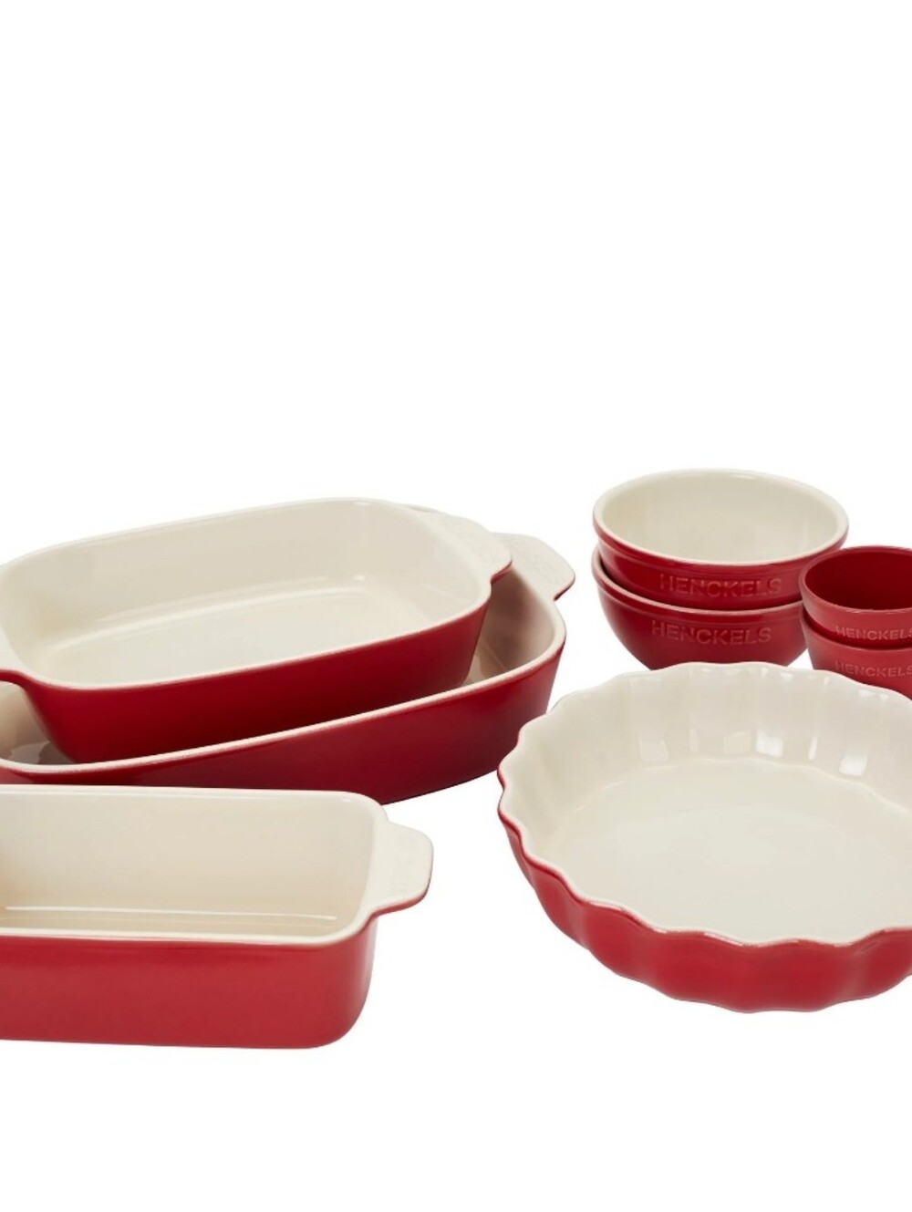 Henckels 8-PC Ceramic Bakeware & Serving Set- Cherry Red